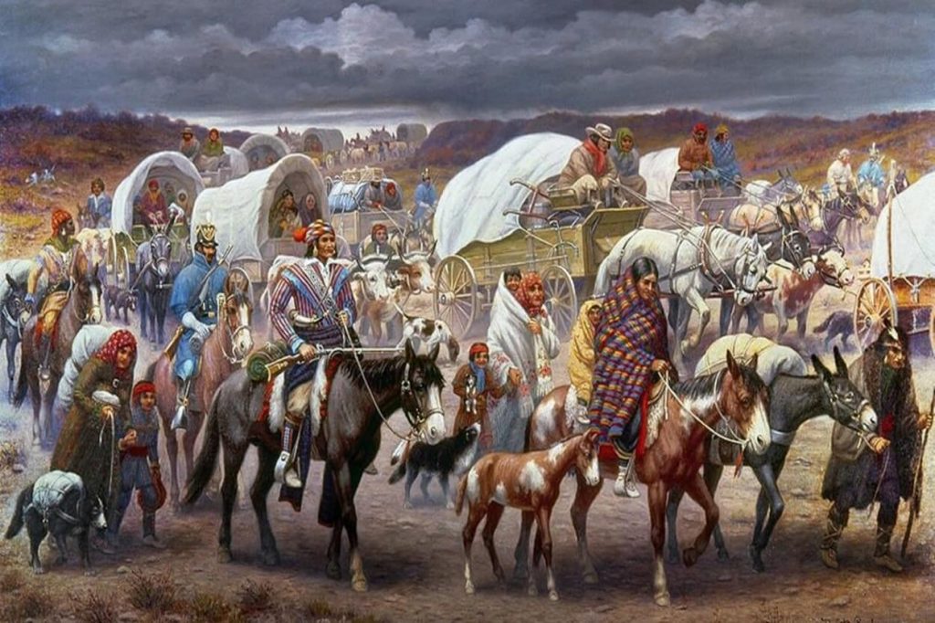 American painters described Indians being forced to "tear the road to tears" by the US military. 
