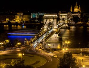 historic szechenyi chain bridge night tour budapest hungary